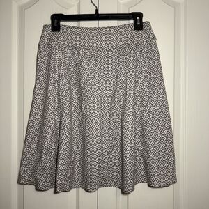 Prana A-Line Midi Skirt Brown White Diamond Geometric Stretchy Preppy Sz Small